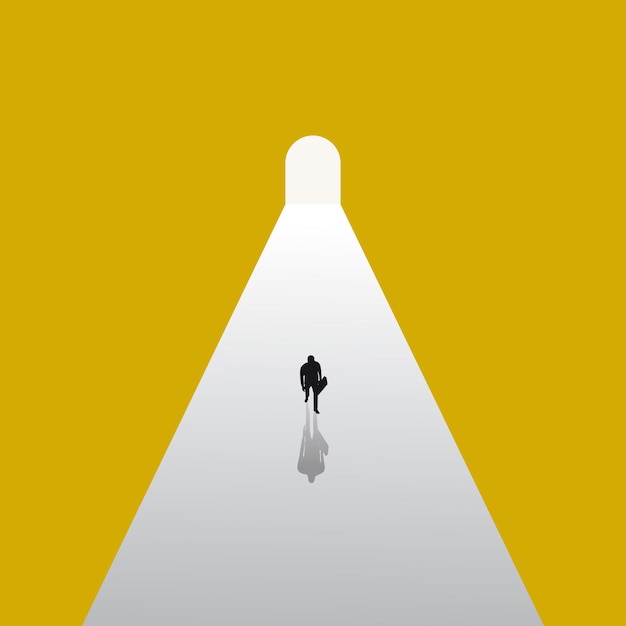 businessman was walking out the door resign or stop the career concept illustration