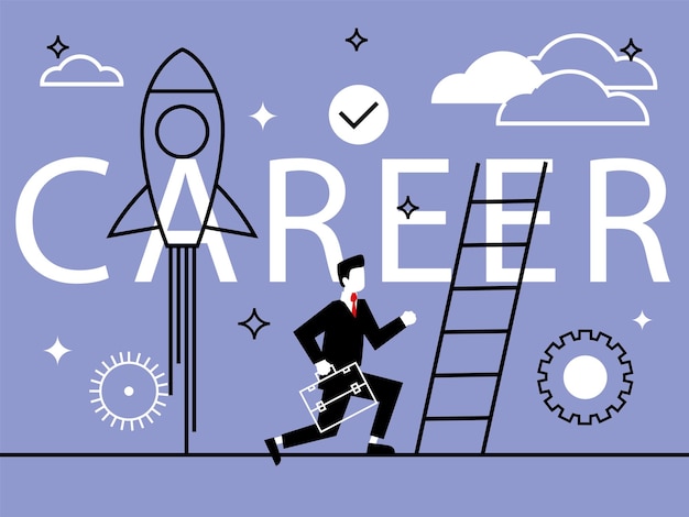 Businessman way up the career ladder
