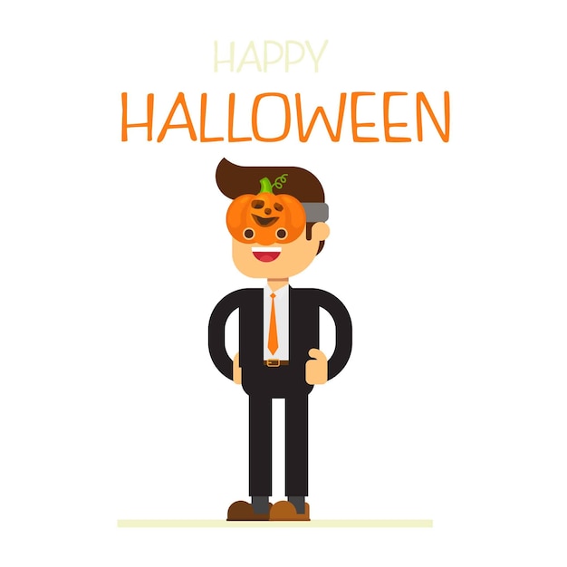 Vector businessman wearing halloween mask