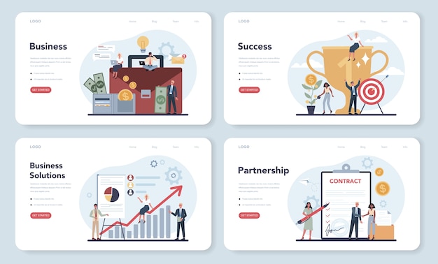 businessman web banner or landing page set