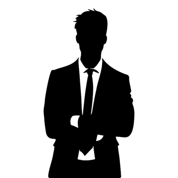 Businessman with arms crossed silhouette symbol Vector illustration