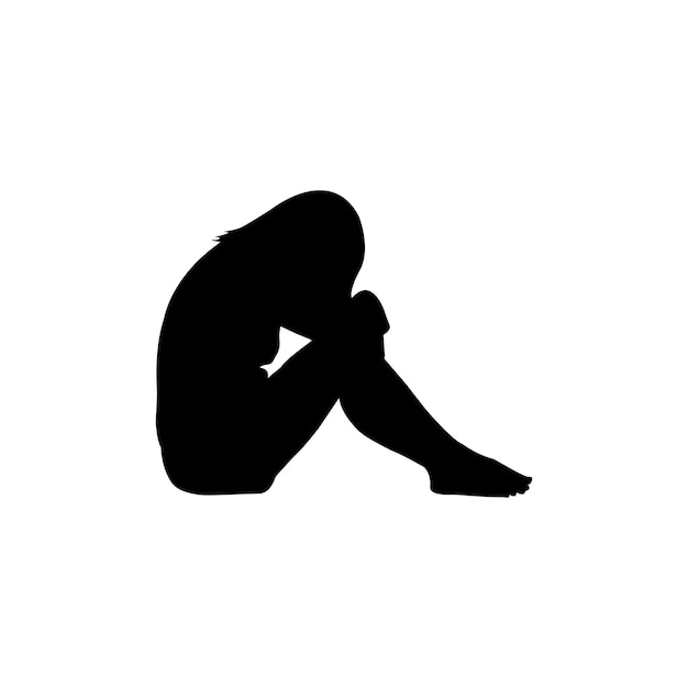 sad woman sitting silhouette