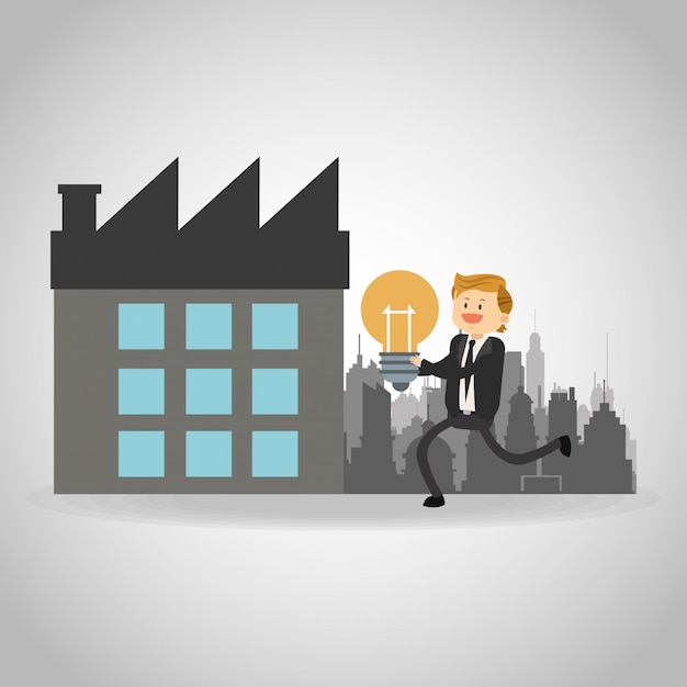 Vector businessman with big idea