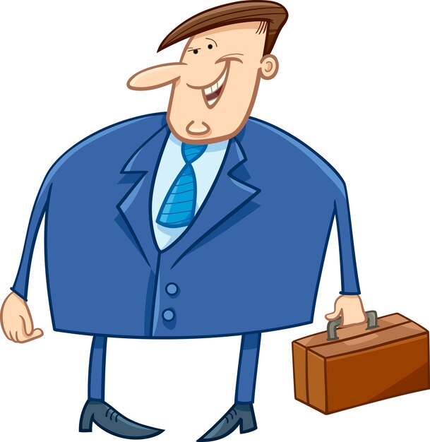 Vector businessman with briefcase cartoon