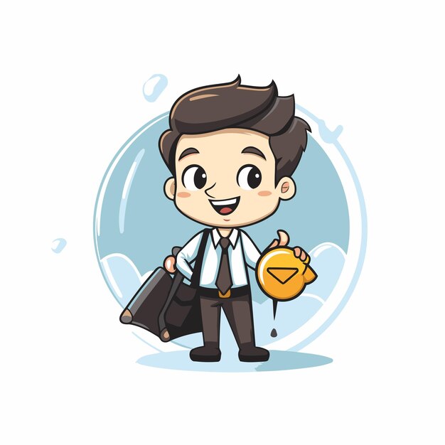 Vector businessman with briefcase and coin in hand vector illustration