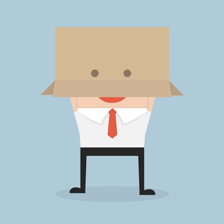 Vector businessman with a cardboard box on his head