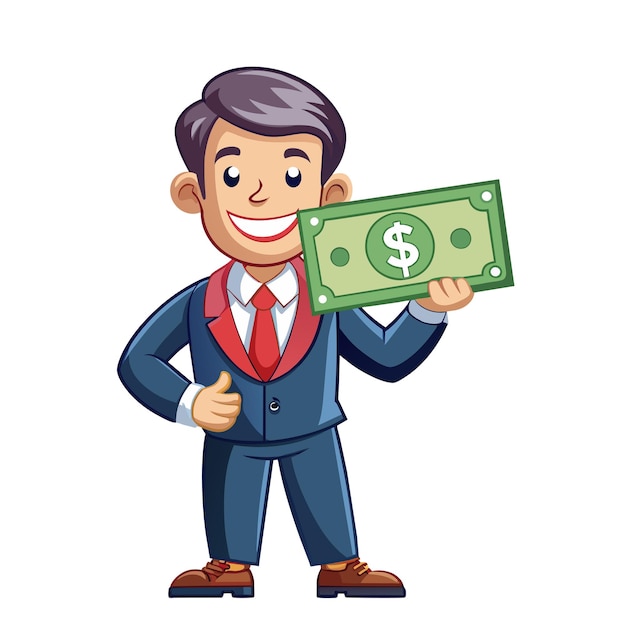 businessman with dollar money for payment business closeup on white