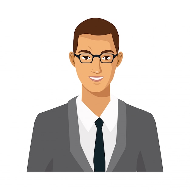 Vector businessman with glasses manager work employee