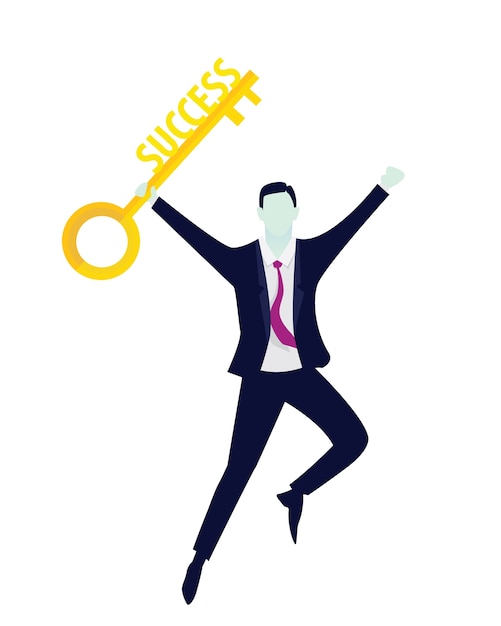 Vector businessman with key of success