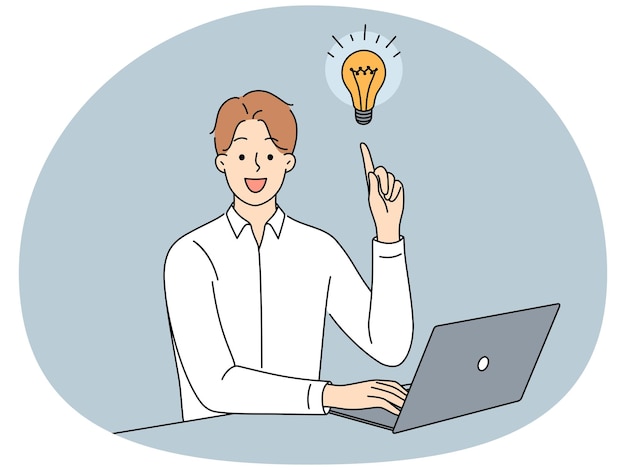 Vector businessman with lightbulb generate business idea