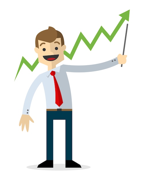 businessman with line chart up