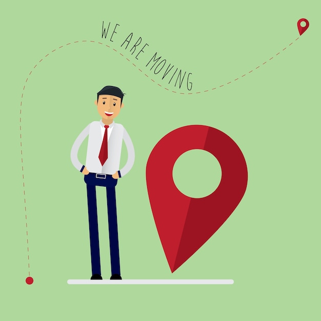 Vector businessman with location icon.