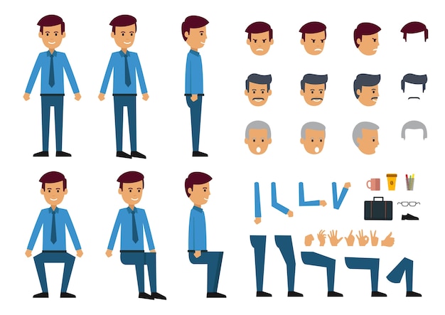 businessman with many head and hairstyles