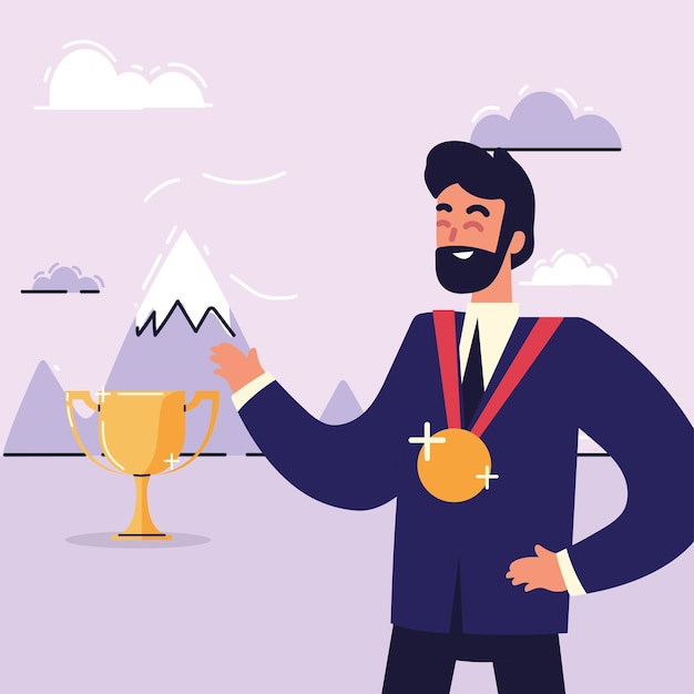 Vector businessman with medal