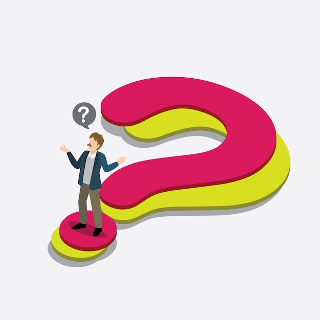 Vector businessman with question mark isometric