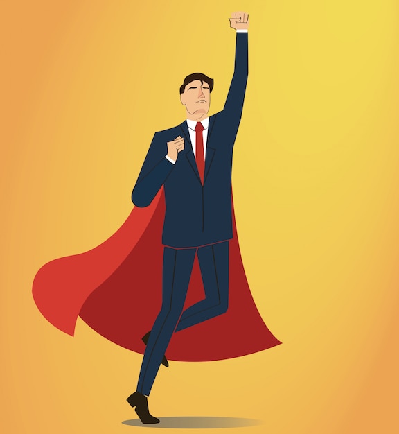 Vector businessman with red cape