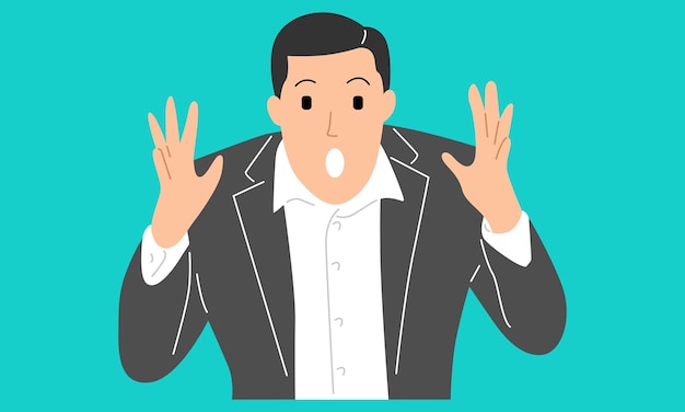 Vector businessman with shocked amazed expression