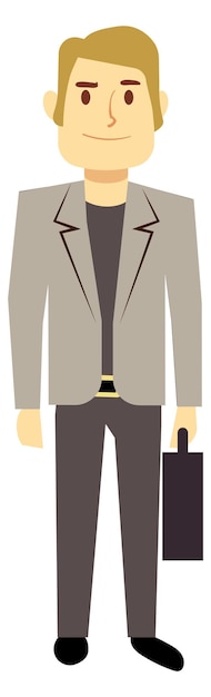 Businessman with suitcase. Office manager character. Standing man