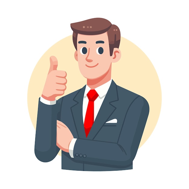 businessman with thumbs up flat vector