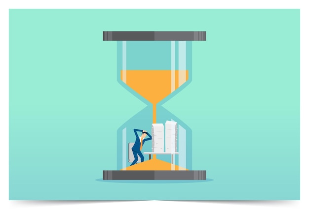 Businessman work in an hourglass vector illustration design