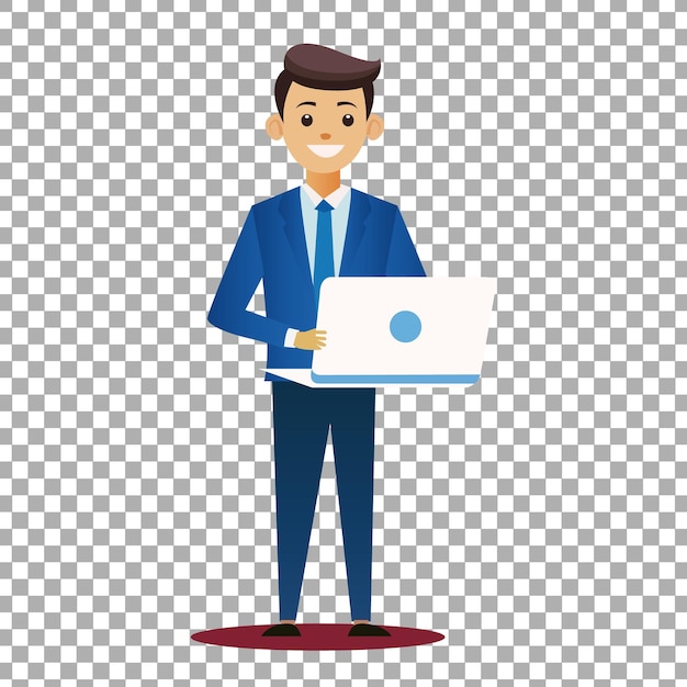 Businessman Working on Computer Vector Illustration for Corporate and Tech Designs