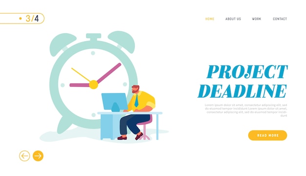 Businessman working process website landing page.