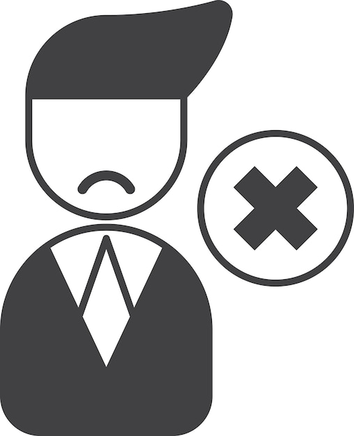 Vector businessman and wrong sign illustration in minimal style