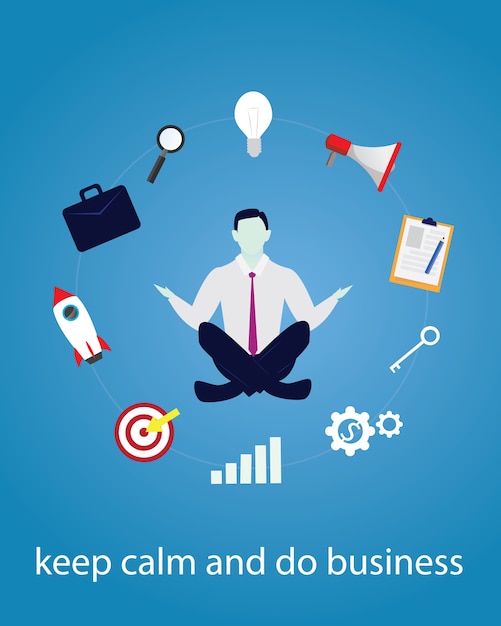 Businessman in yoga position. calm relax in business