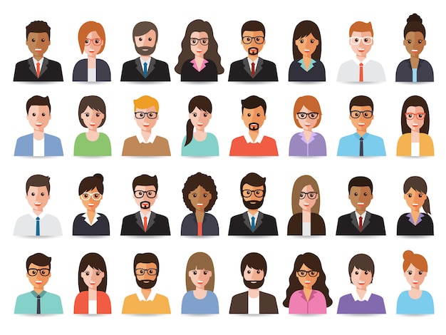 Vector businessmen and business women avatars.