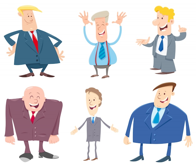 Vettore set di personaggi dei cartoni animati degli uomini d'affari
