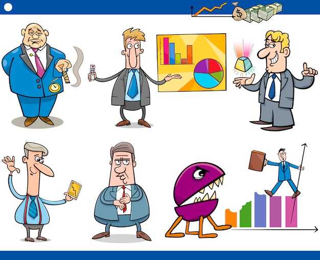 Vector businessmen cartoon concepts set