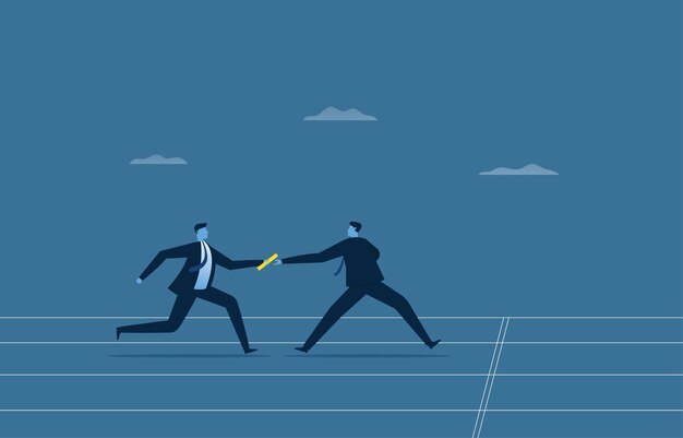 Businessmen on the company's team work together to make the business successful