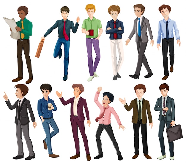 Businessmen in different clothes illustration