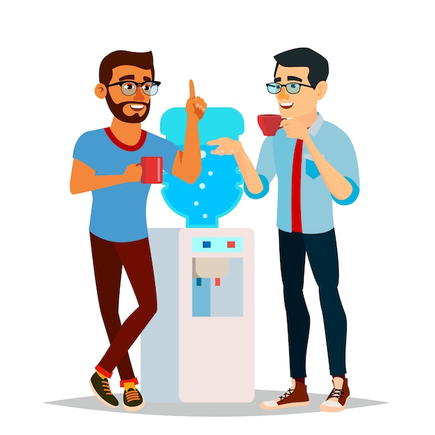 Businessmen drinking water at the office illustration