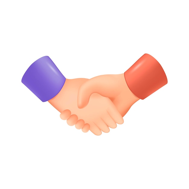 3d hands business handshake emoji on white background. Partnership