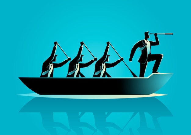 Businessmen rowing the boat