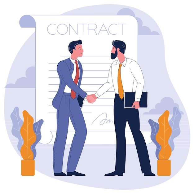 Vector businessmen shaking hands. concept business illustration