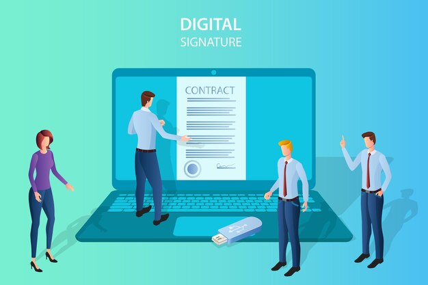 businessmen sign the contract using an electronic signaturein the hands of businessmen flash