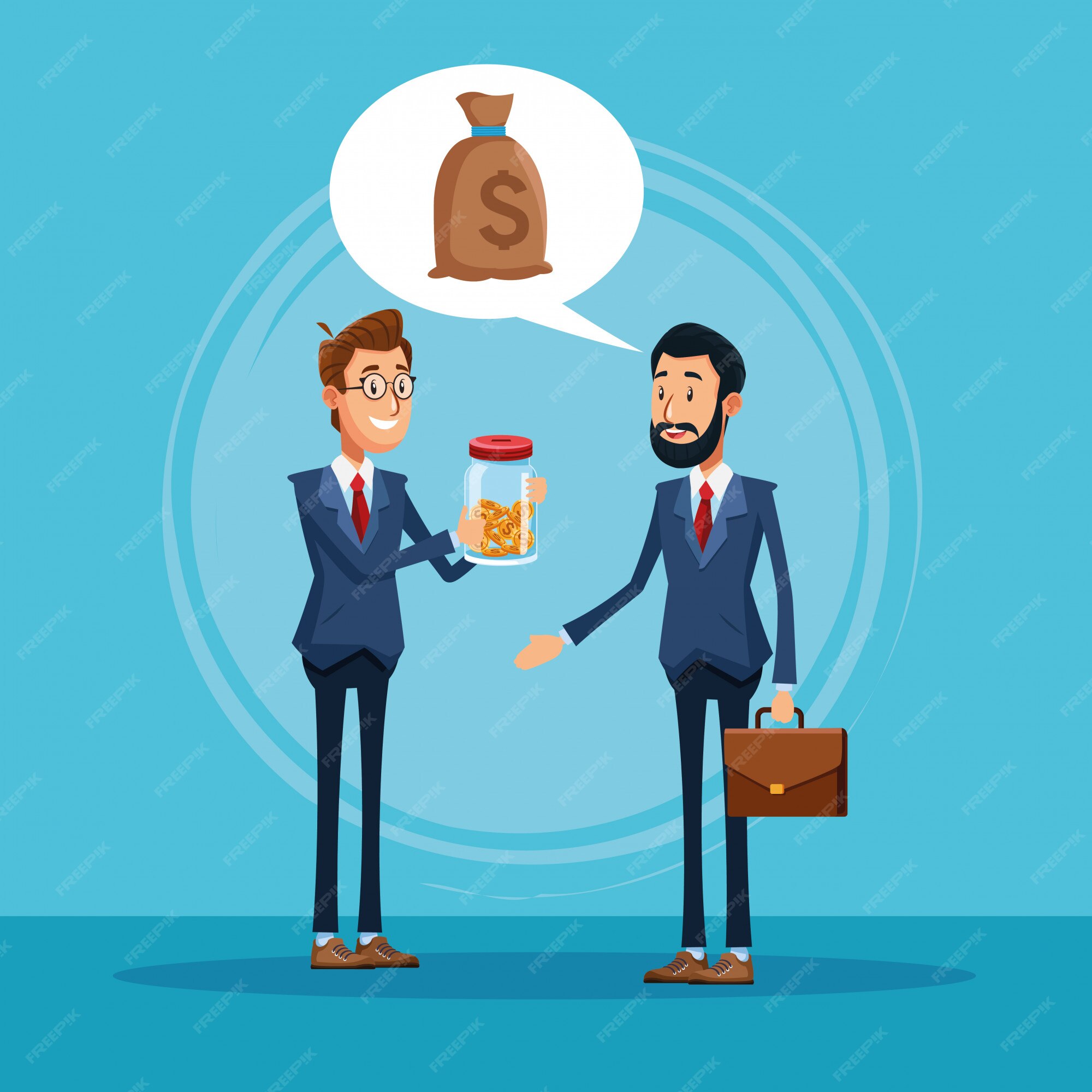 Premium Vector | Businessmen talking about business cartoon