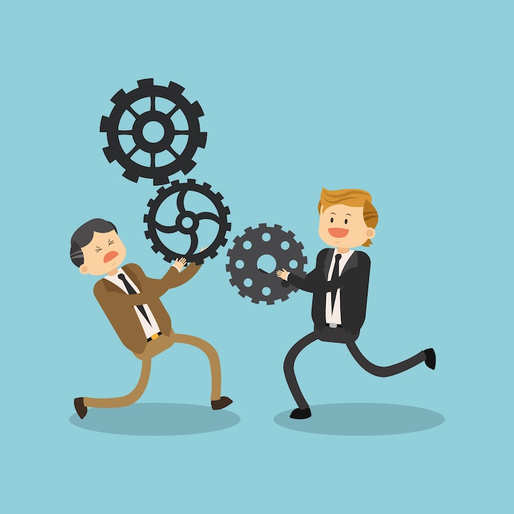 Vector businessmen with gears