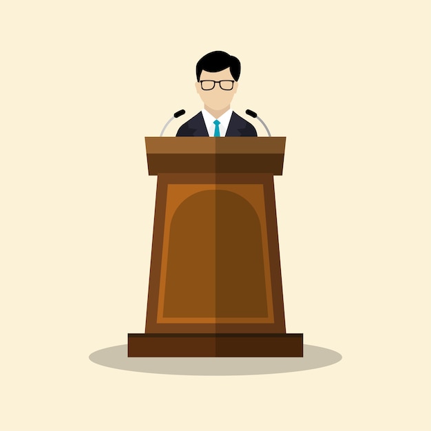  Businessmen with Podium Flat graphic design