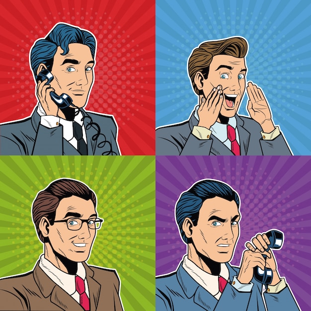 Businessmens popart cartoon