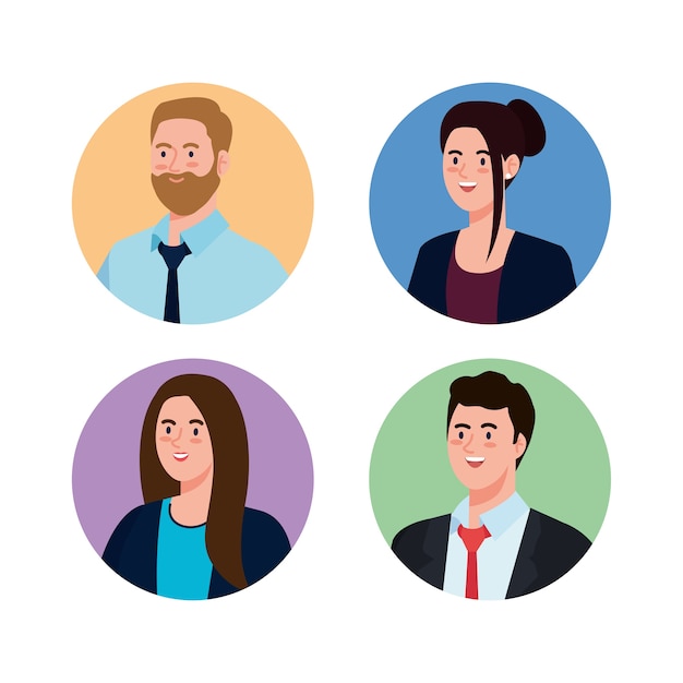 Vector businesspeople in circles design, man woman business management corporate job occupation and worker theme
