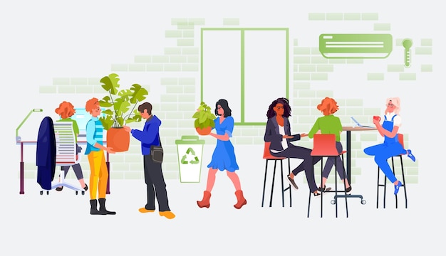 Бизнесмены, работающие в офисе, ответственны за устойчивое развитие ESG за сохранение окружающей среды