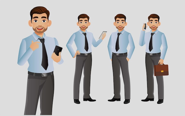 Businessperson with different poses.