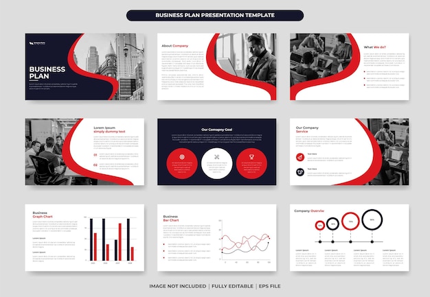 Businessplan powerpoint-presentatiesjabloon en bedrijfspresentatiedia of jaarverslag