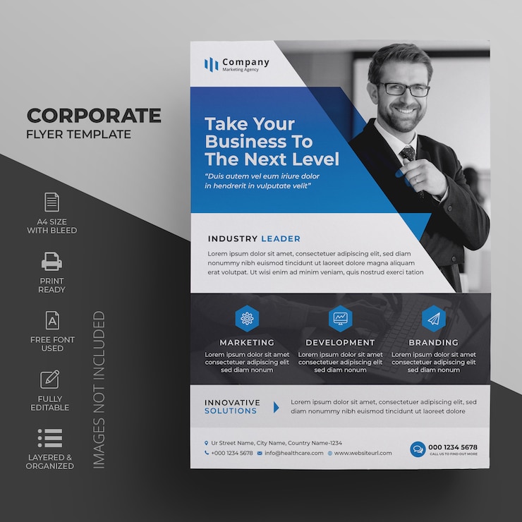 Vector businesss flyer template for corporate company