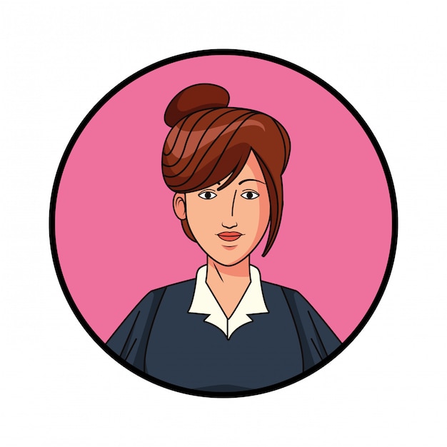 Vector businesswoman avatar profile picture in round