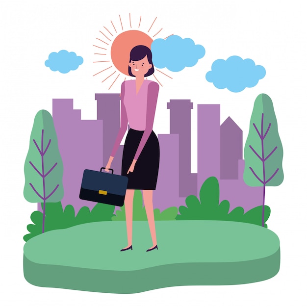 Businesswoman avatar with suitcase