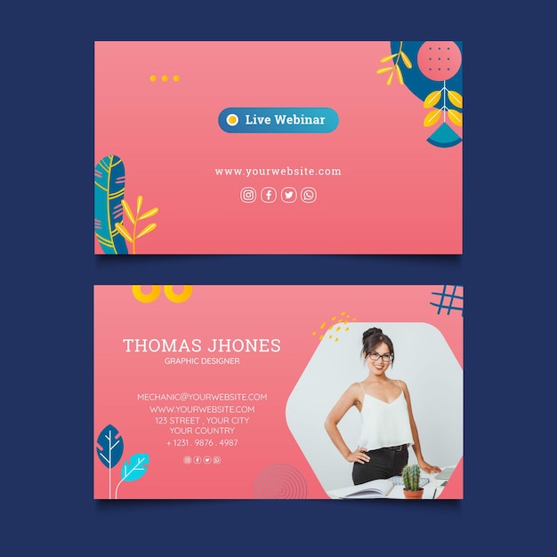 Vector businesswoman business card template